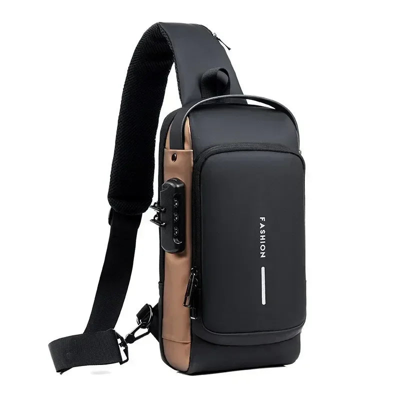 Elevate Your Style with Our Anti-Theft Men's Crossbody Sling Bag Featuring USB Charging - Ideal for School and Adventurous Trips!