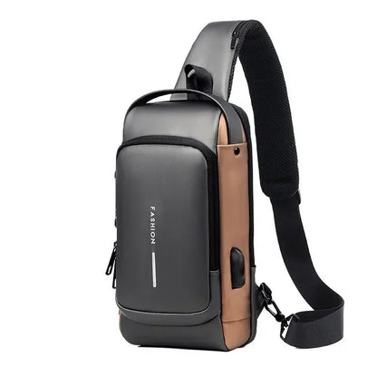 Elevate Your Style with Our Anti-Theft Men's Crossbody Sling Bag Featuring USB Charging - Ideal for School and Adventurous Trips!
