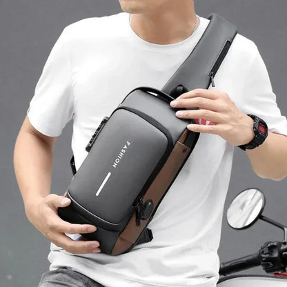 Elevate Your Style with Our Anti-Theft Men's Crossbody Sling Bag Featuring USB Charging - Ideal for School and Adventurous Trips!